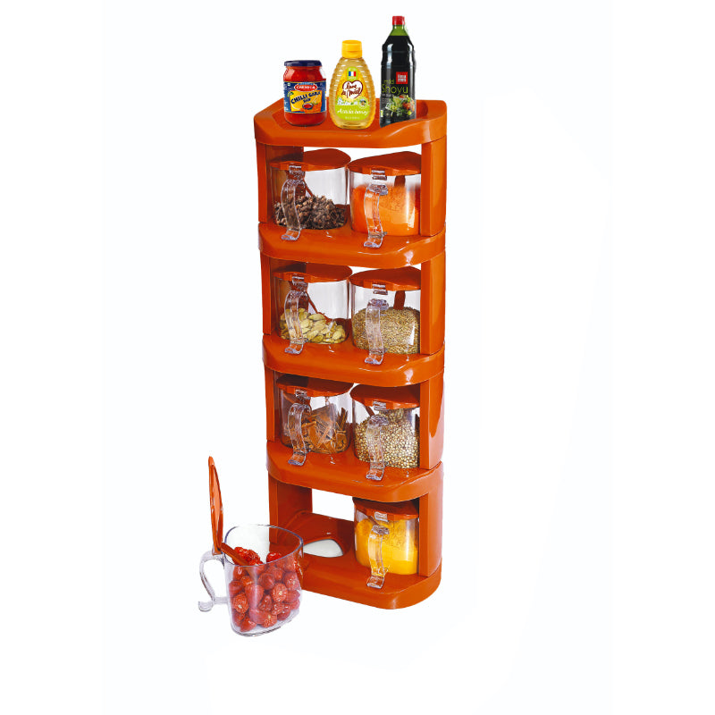 Pretty Neat 5-Tier Vertical Spice Rack Set with 8 Pieces - New Design