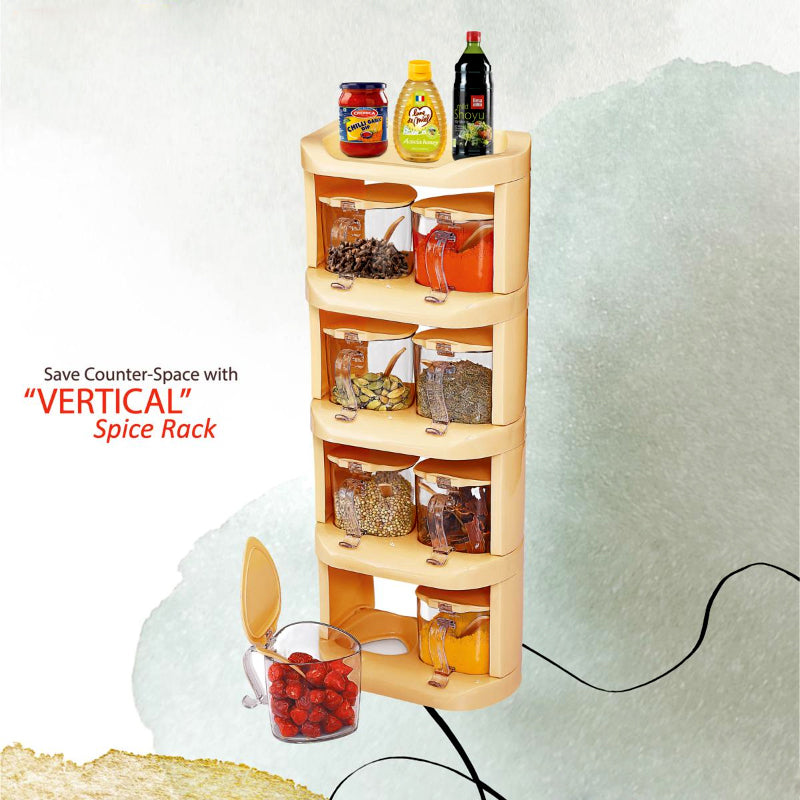 Pretty Neat 5-Tier Vertical Spice Rack Set with 8 Pieces - New Design