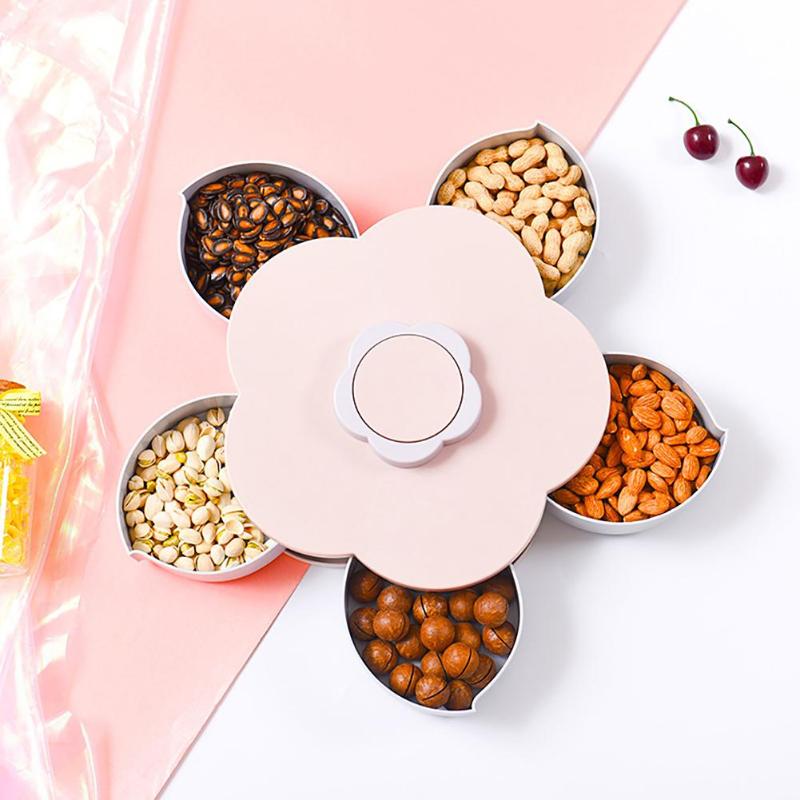 Flower-Shaped Rotating Container: Versatile Plastic Holder for Food, Candy