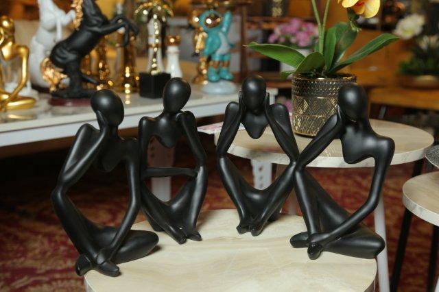 4 pieces The Thinker Statue Abstract Sculpture