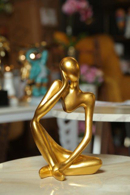 The Thinker Statue Abstract Sculpture 1 golden piece