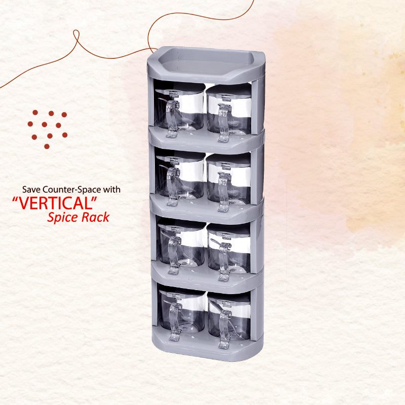 Pretty Neat 5-Tier Vertical Spice Rack Set with 8 Pieces - New Design