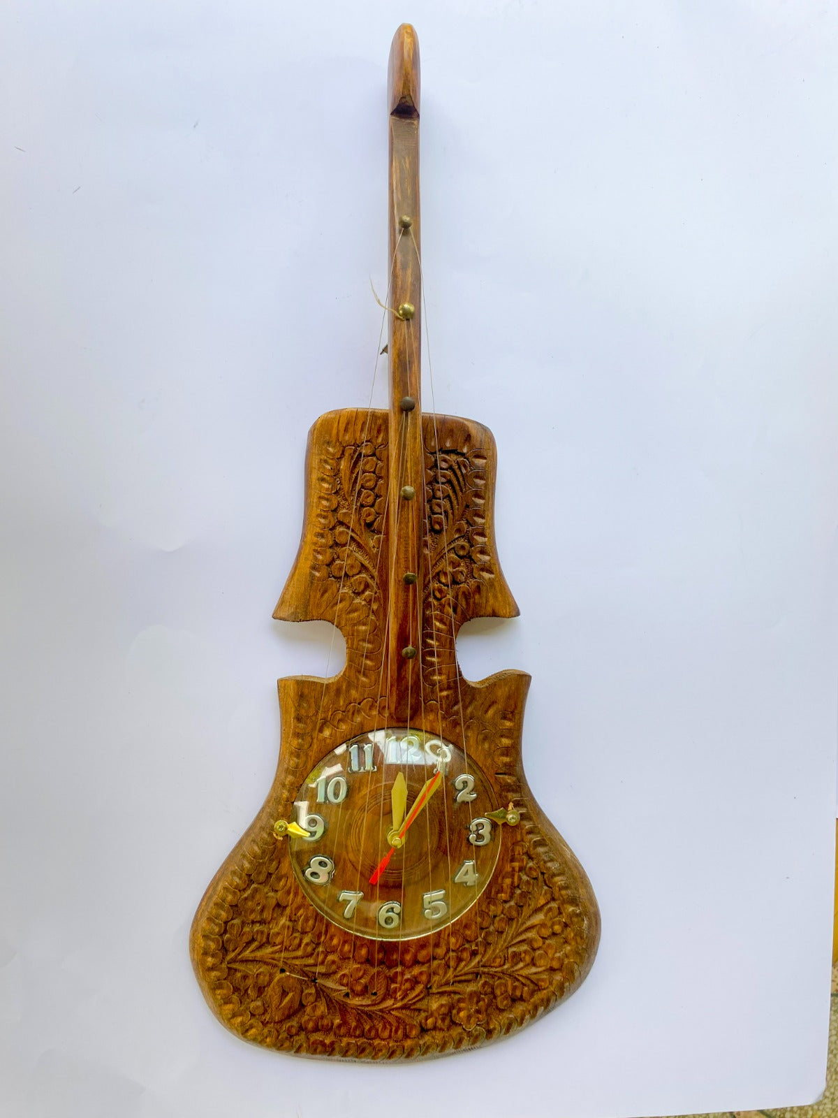 Wooden Guitar Wall Clock