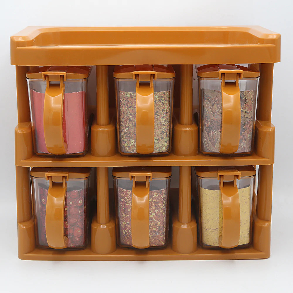 "6-Jar Spice Rack Tier Set for Organized Kitchen Storage"