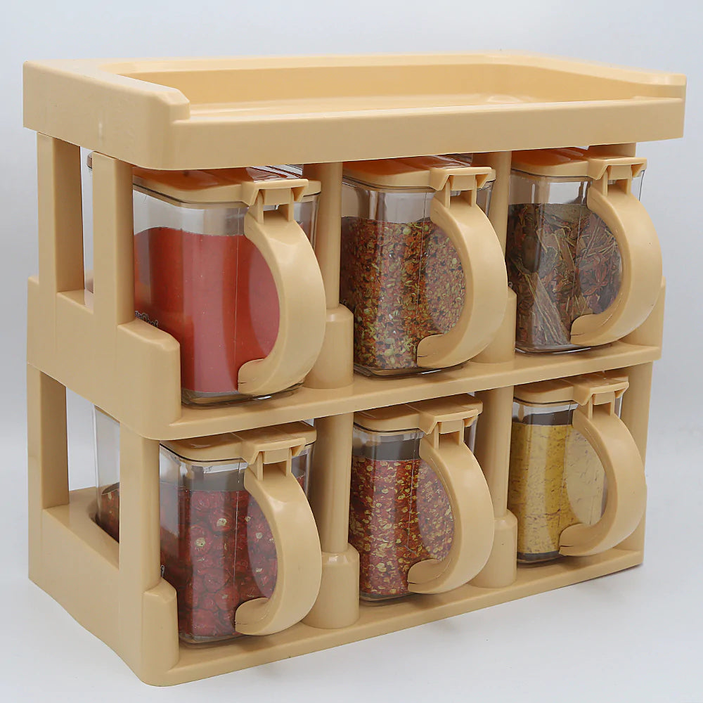 "6-Jar Spice Rack Tier Set for Organized Kitchen Storage"