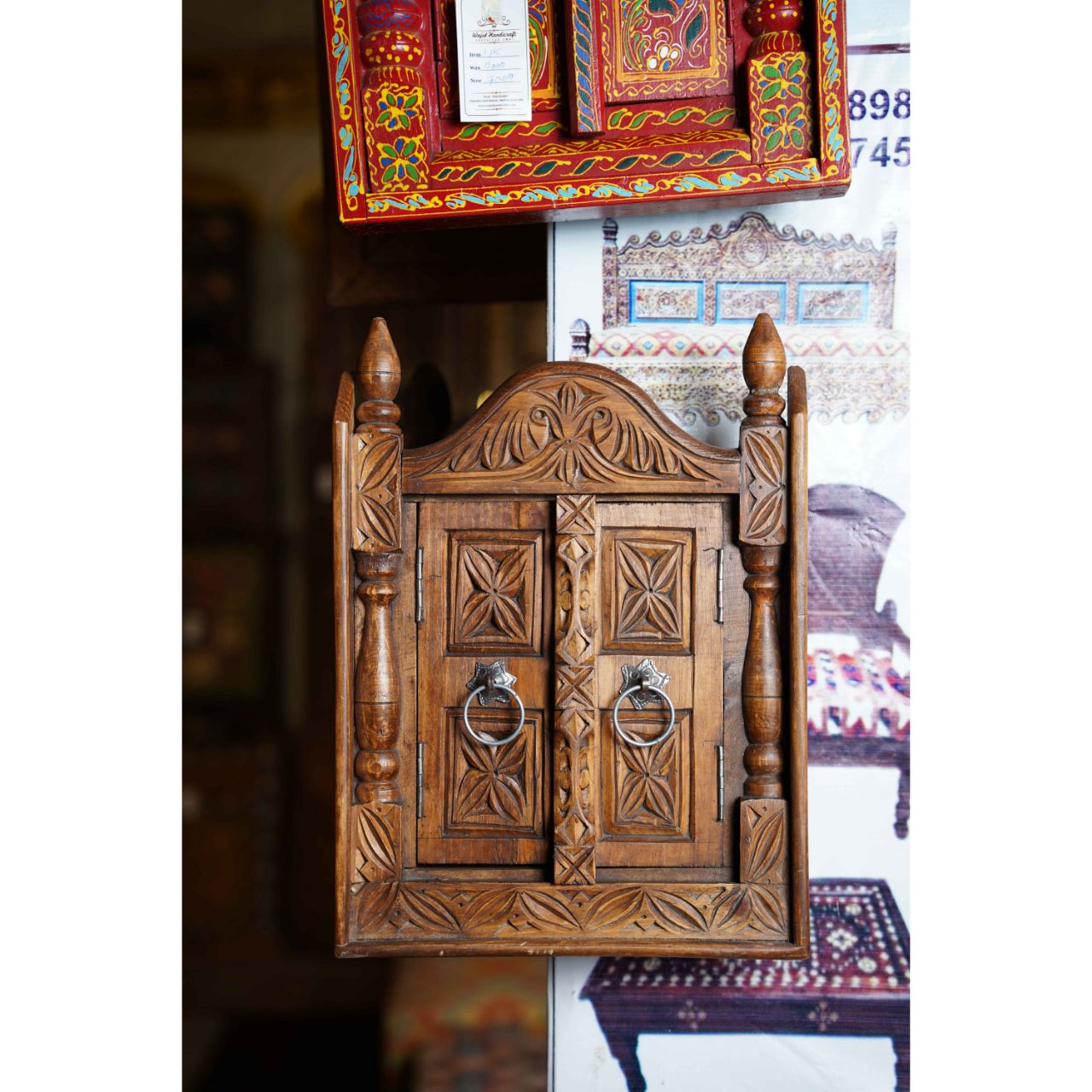 Wooden Double-Sided Gate Wall Hanging Decoration natural color