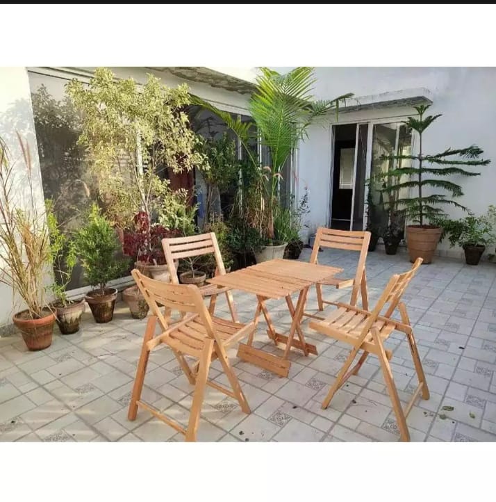 Wooden folding table and chair online set