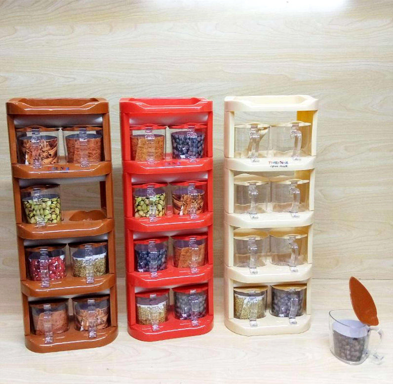 Pretty Neat 5-Tier Vertical Spice Rack Set with 8 Pieces - New Design