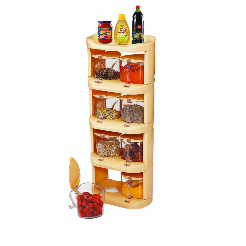 Pretty Neat 5-Tier Vertical Spice Rack Set with 8 Pieces - New Design