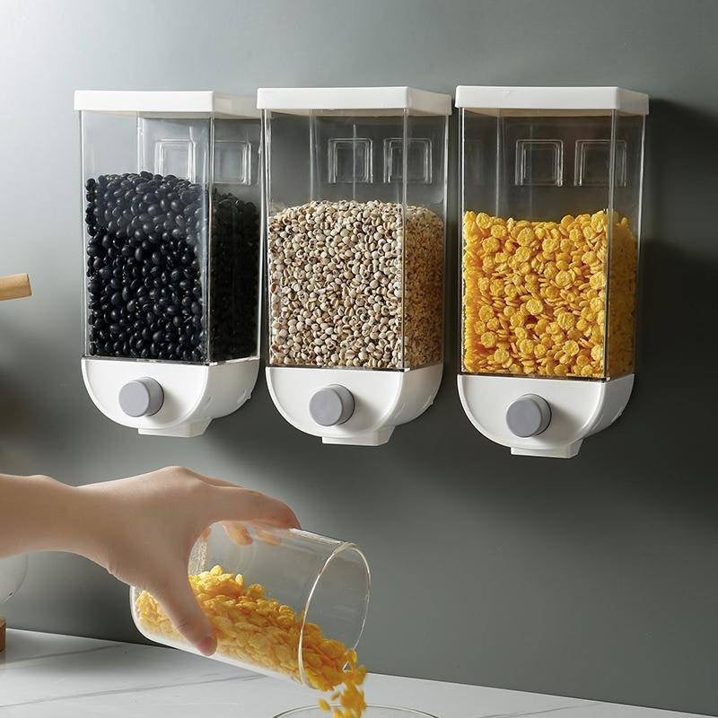 Eco-Friendly Wall-Mounted Grain Storage Box with Transparent 1500ml Capacity